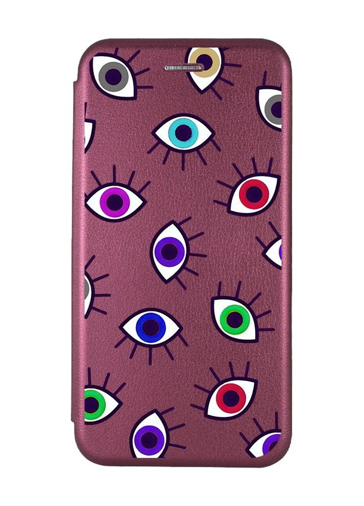 Чехол-книжка с рисунком для Samsung Galaxy M30s / М21 Бордовый :: Разноцветные глаза (принт 336) Creative (263698313)