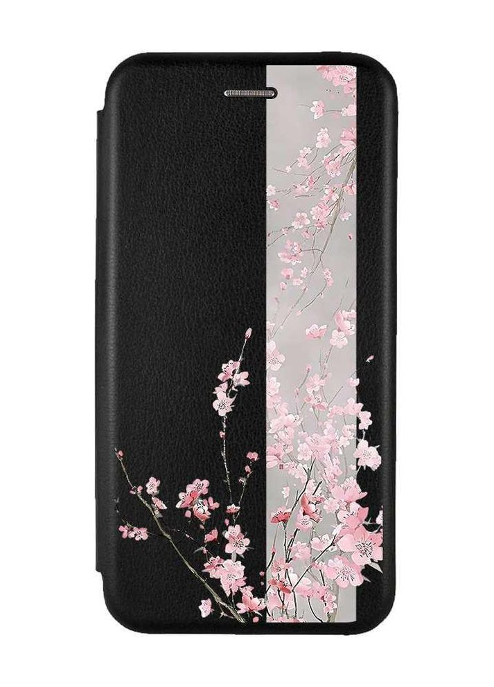 Чехол-книжка с рисунком для Xiaomi Redmi Note 9/10X Чёрный :: Сакура в цвету (принт 286) Creative (263699106)