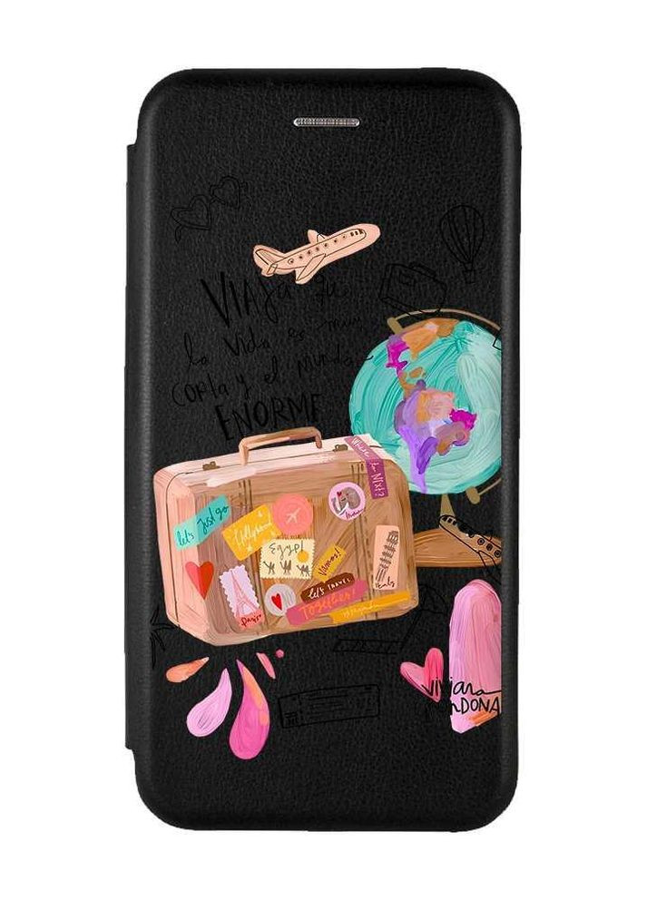 Чехол-книжка с рисунком для Xiaomi Redmi Note 9/10X Чёрный :: Настроение путешествовать (принт 329) Creative (263699053)