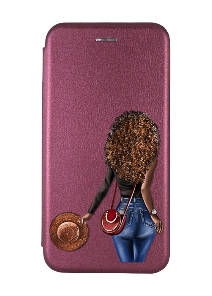 Чехол-книжка с рисунком для Xiaomi Redmi 9А Бордовый :: Девушка-мулатка (принт 10) Creative (263697514)