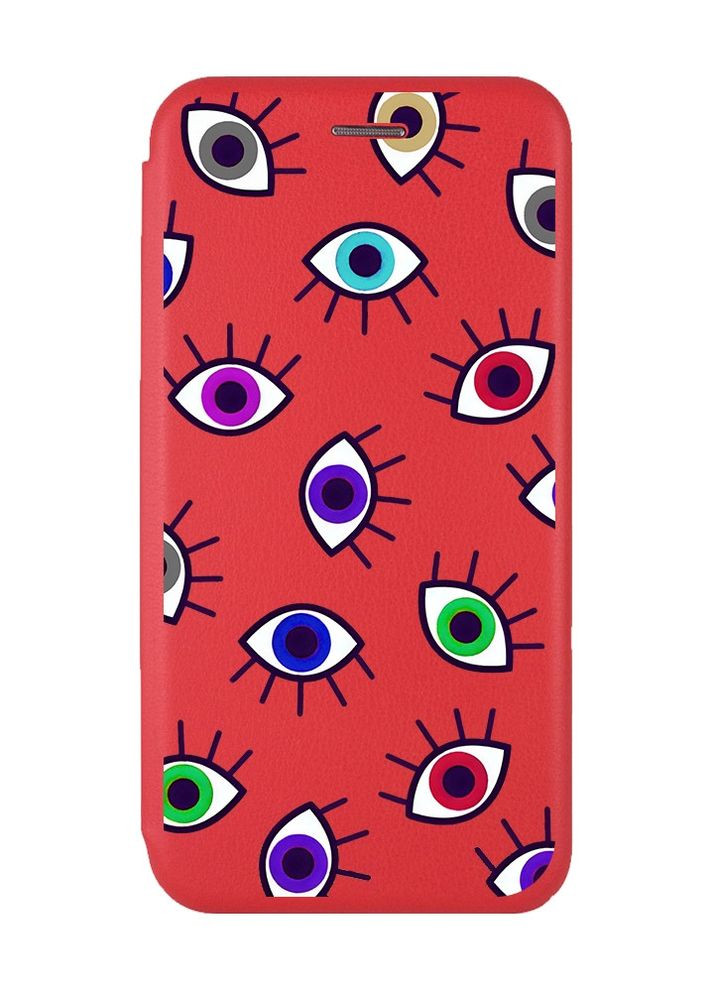 Чехол-книжка с рисунком для Samsung Galaxy M32/ M22/ A22 4G Красный :: Разноцветные глаза (принт 336) Creative (263699154)
