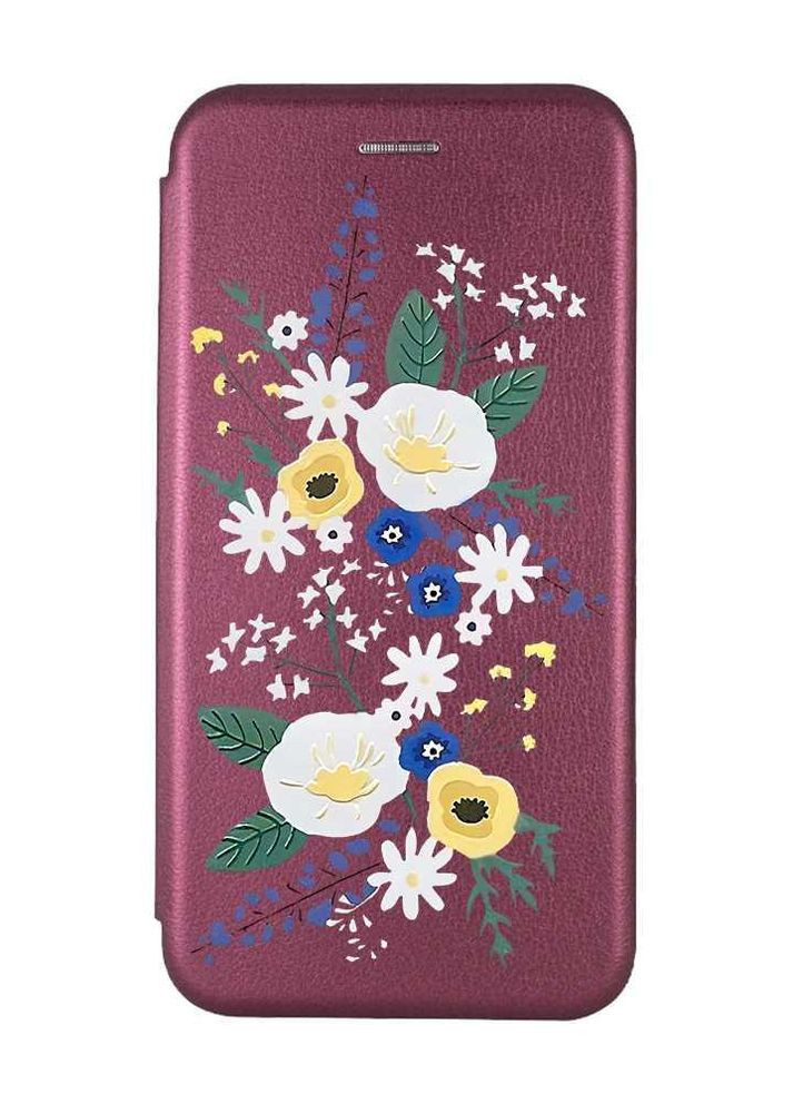 Чехол-книжка с рисунком для Xiaomi Redmi Note 10 Pro/Note 10 Pro Max Бордовый :: Цветы. Акварель (принт 271) Creative (263699201)