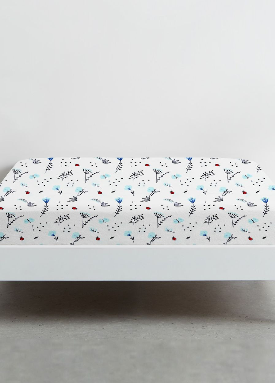 Простирадло на резинці в дитяче ліжечко 60х120 BLUE WILDFLOWERS (4822052096567) Cosas (263694981)