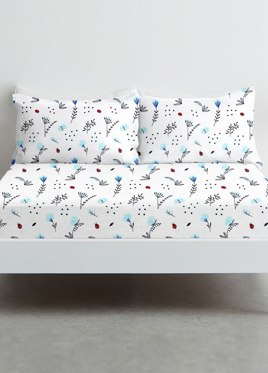 Простирадло на резинці в дитяче ліжечко 60х120 BLUE WILDFLOWERS (4822052096567) Cosas (263694981)