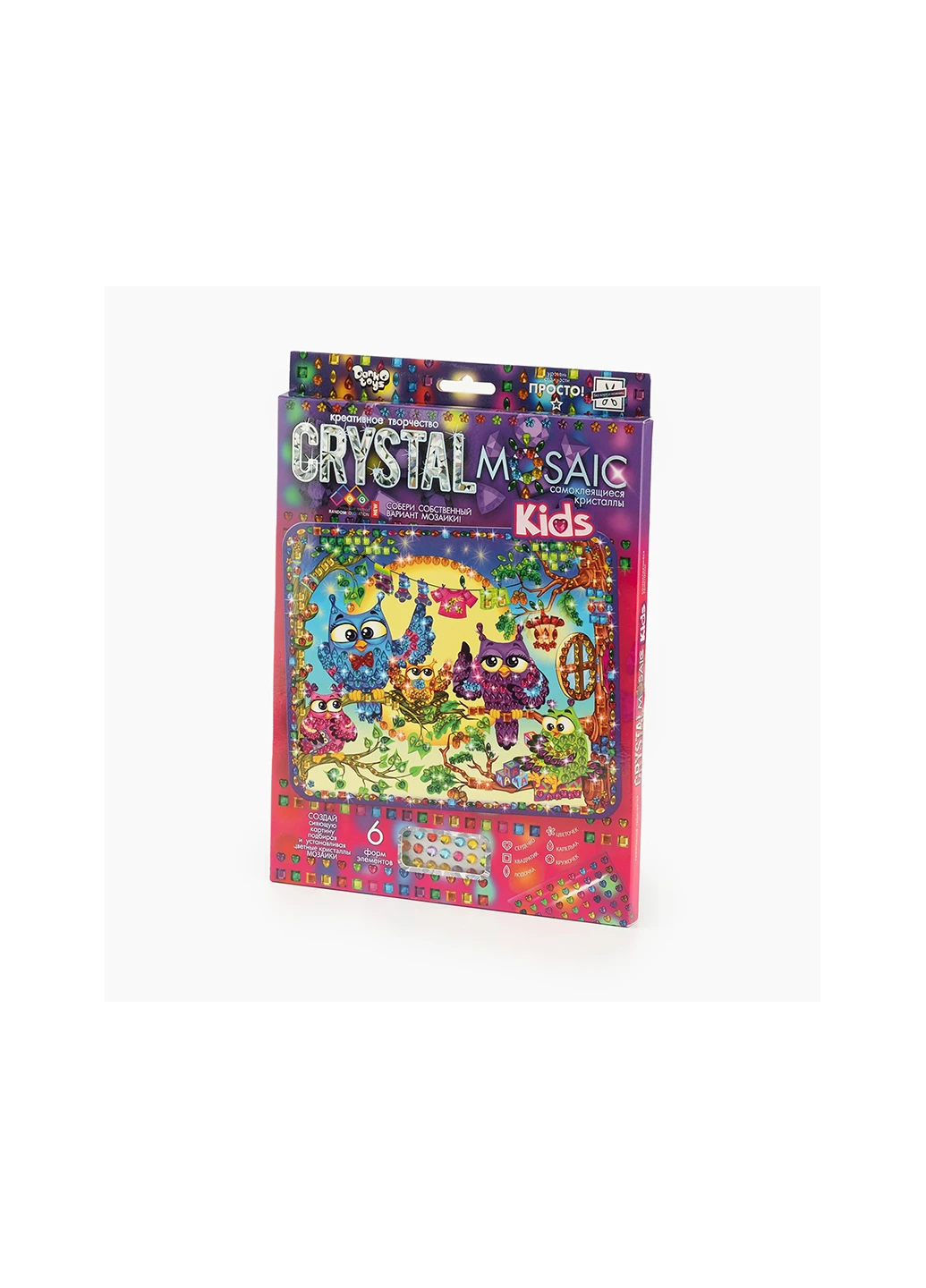 Мозаика из кристаллов Crystal mosaic kids Совы CRMk-01-10 Danko Toys (263930596)