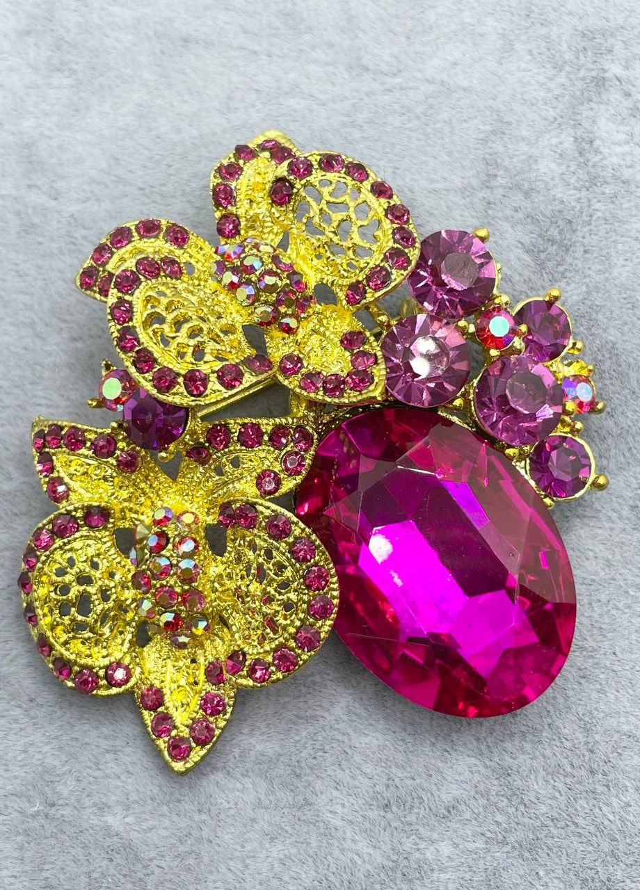 Брошка металлическая орхидея No Brand (263948256)