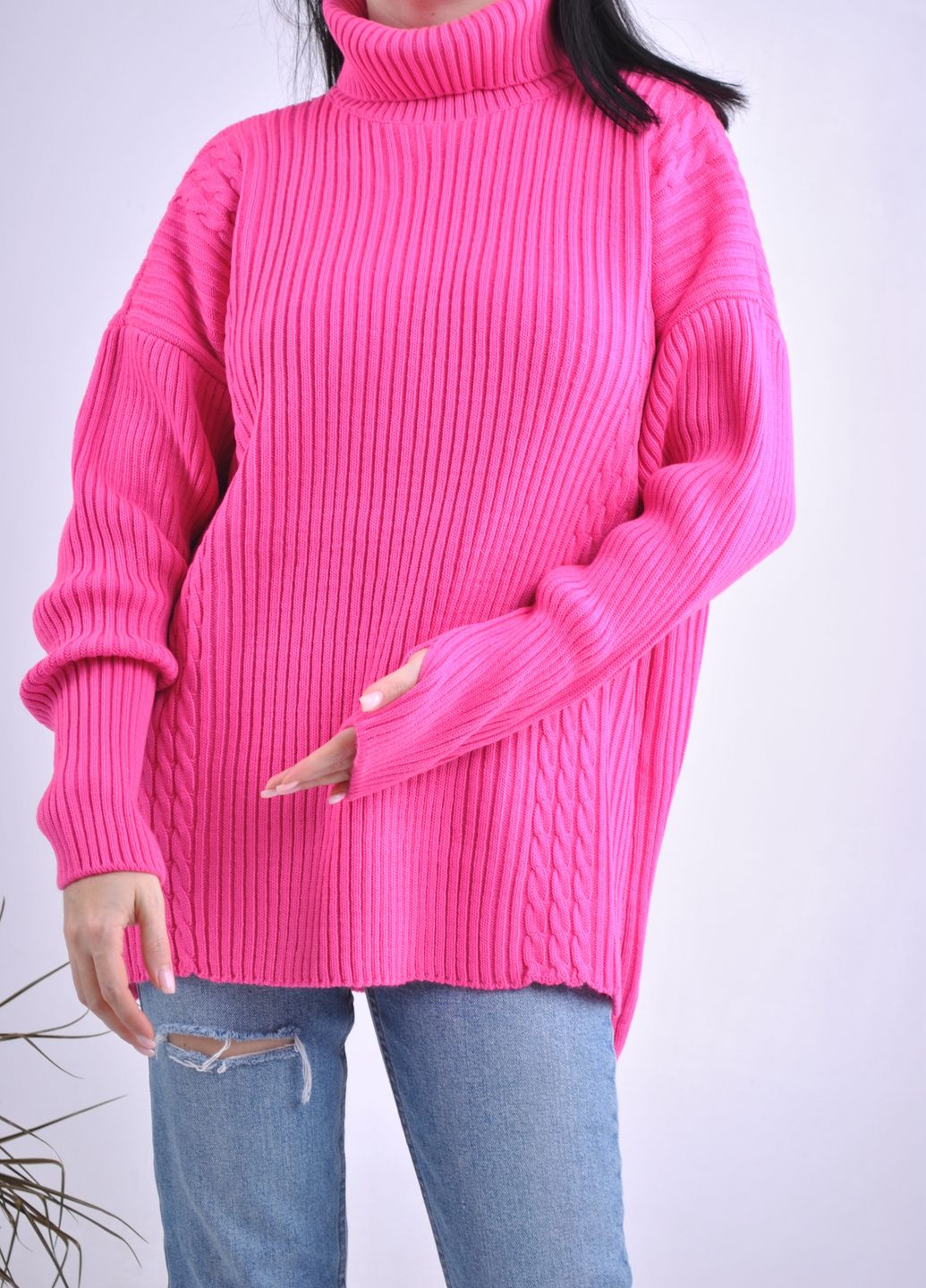 Фуксиновый зимний свитер удлиненный Berta Lucci