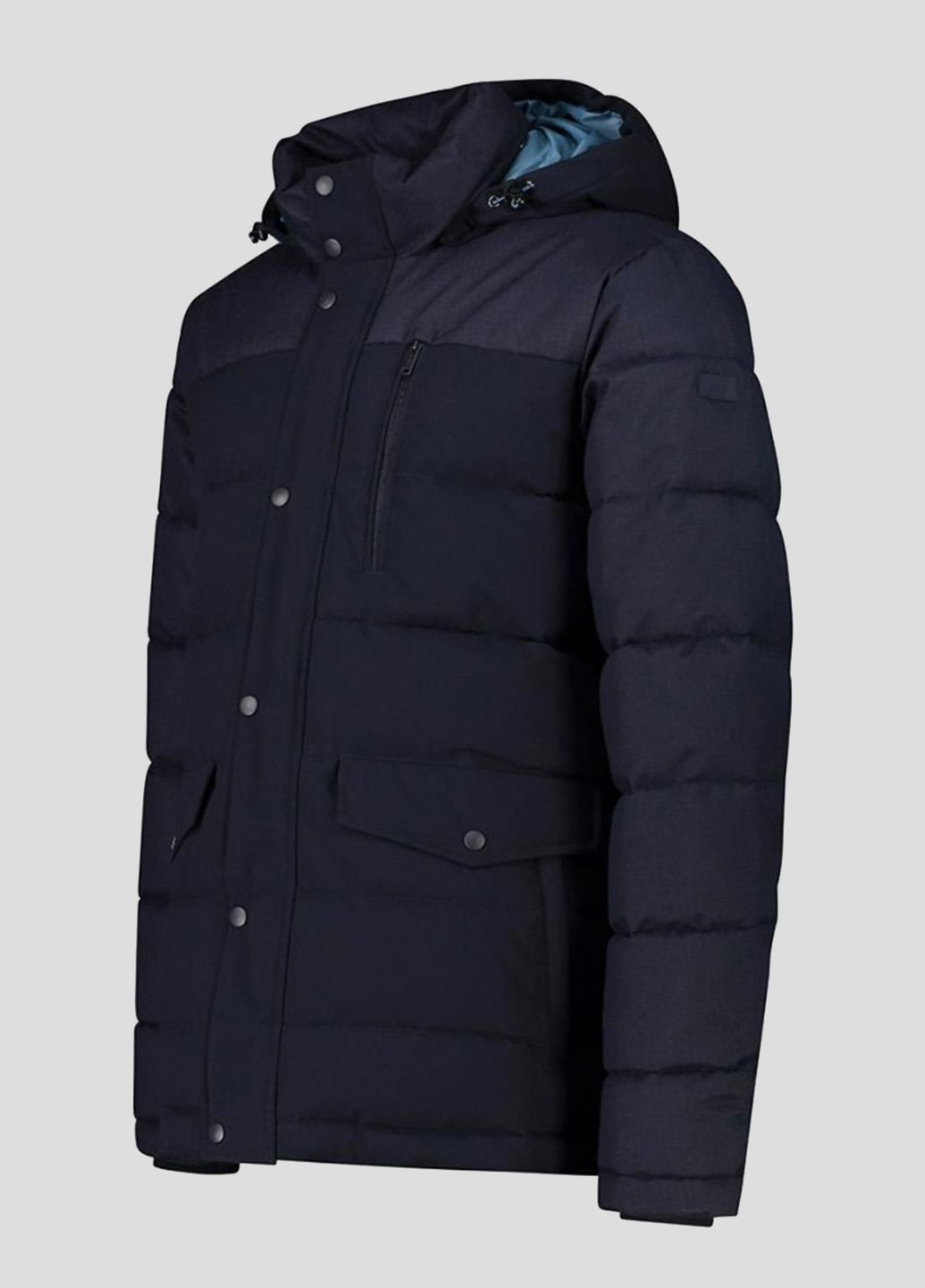 Темно-синяя зимняя мужская синяя куртка long jacket snaps hood CMP
