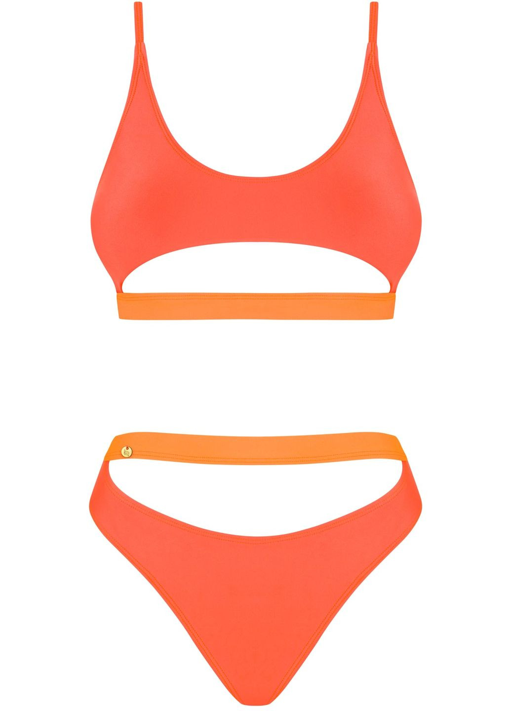 Оранжевый летний раздельный купальник с вырезами Obsessive Miamelle orange