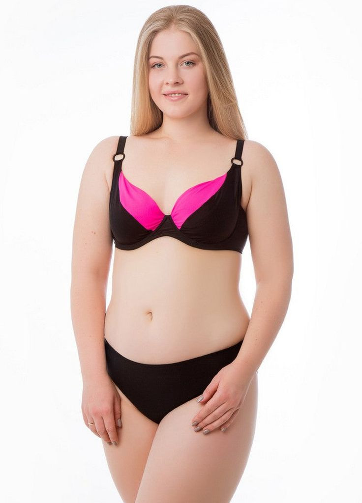 Черный летний раздельный купальник бикини на косточках Morelito 01.6010 black/pink