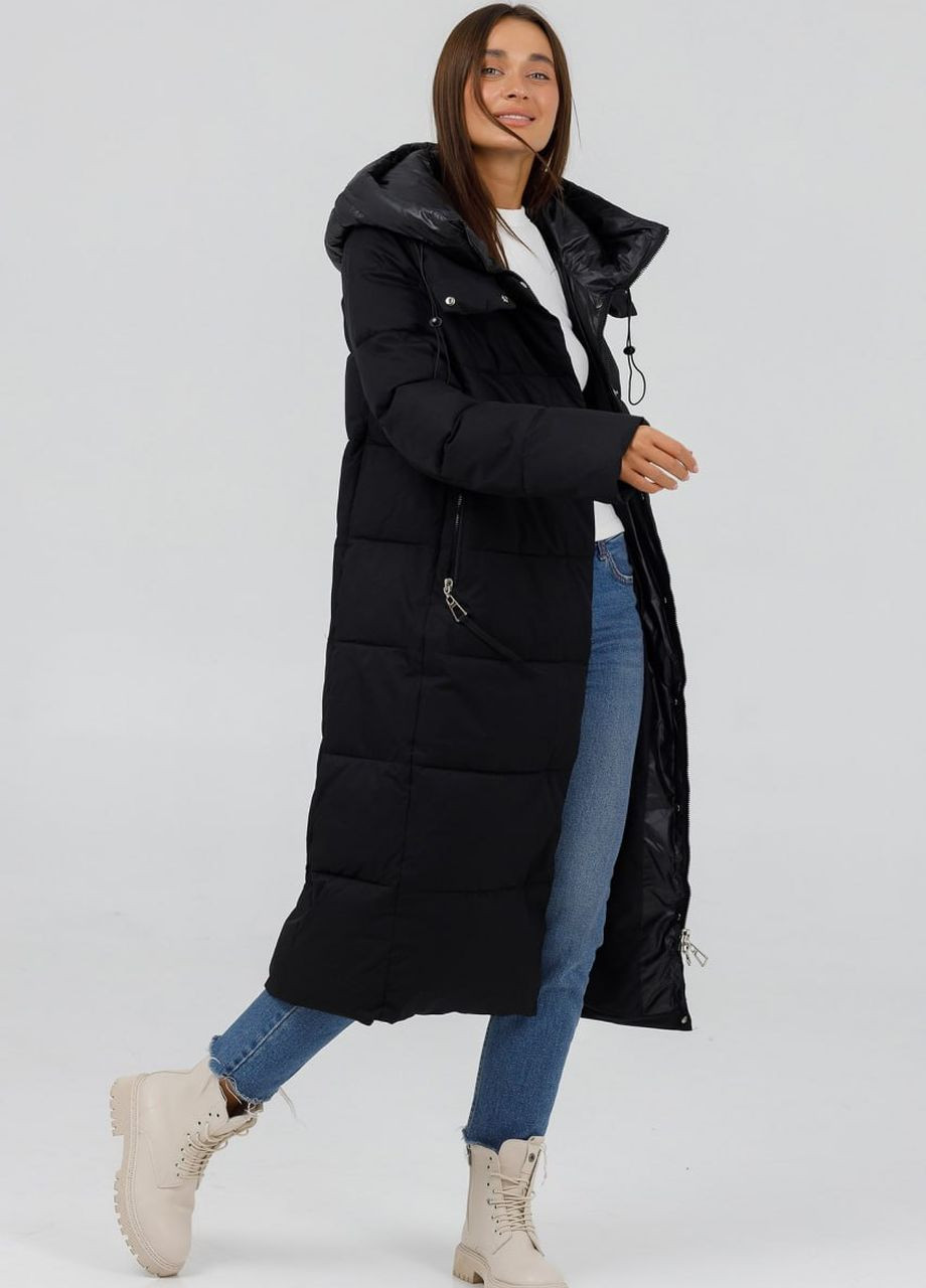 Черная зимняя пуховик спорт шик черный Fodarlloy