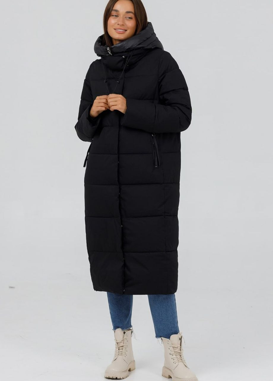 Черная зимняя пуховик спорт шик черный Fodarlloy