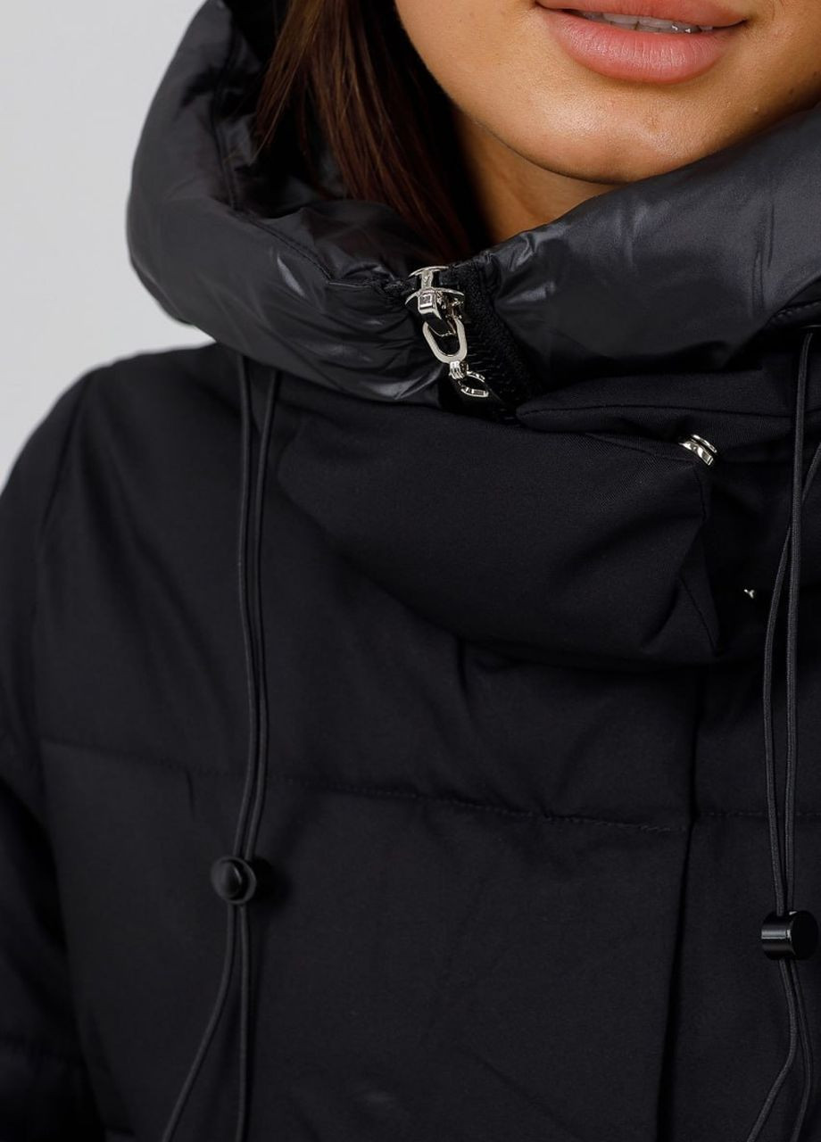 Черная зимняя пуховик спорт шик черный Fodarlloy