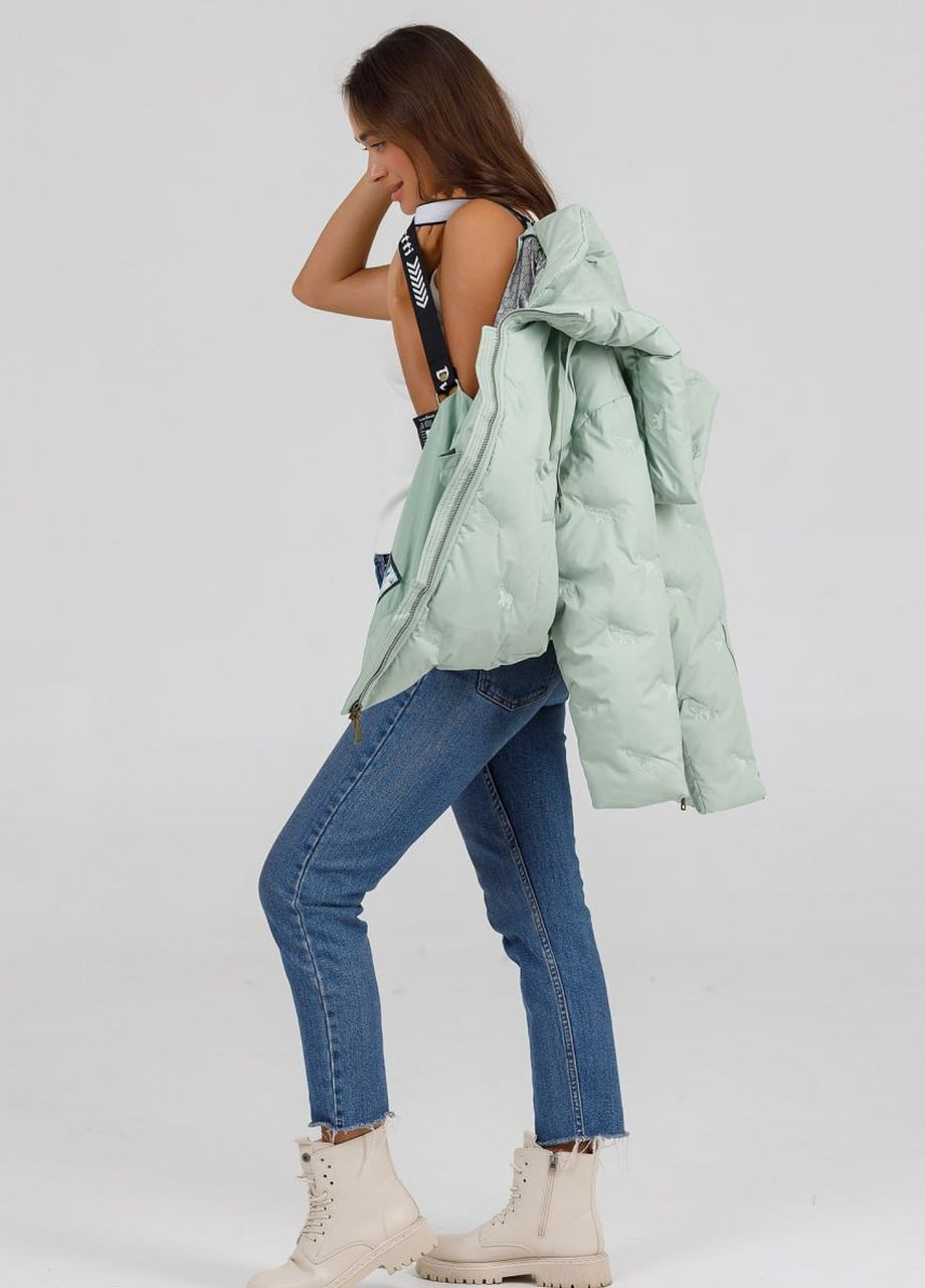 М'ятна зимня молодіжна куртка автоледі oversize ментол Lora