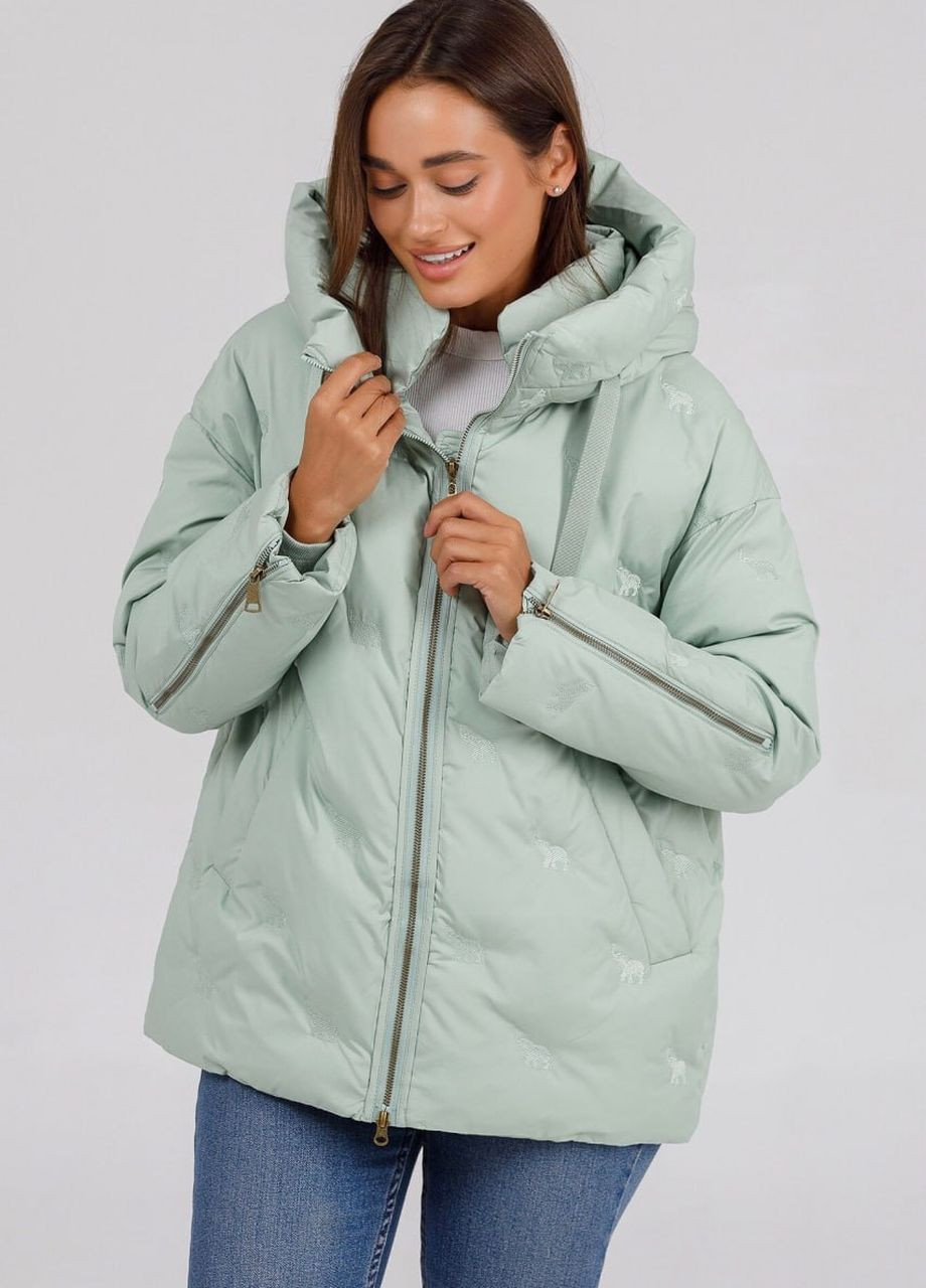 М'ятна зимня молодіжна куртка автоледі oversize ментол Lora