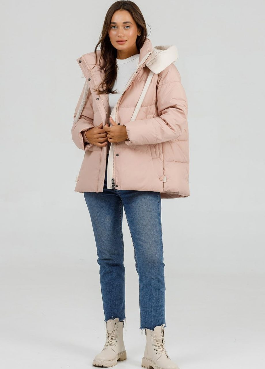 Світло-рожева зимня куртка-зефірка oversize рожевий зефір Lora