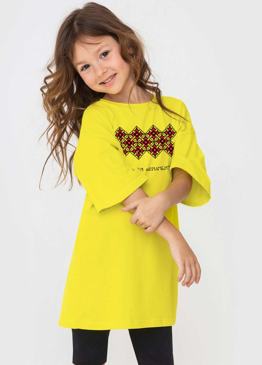 Желтая летняя футболка kids "вышиванка" Garne