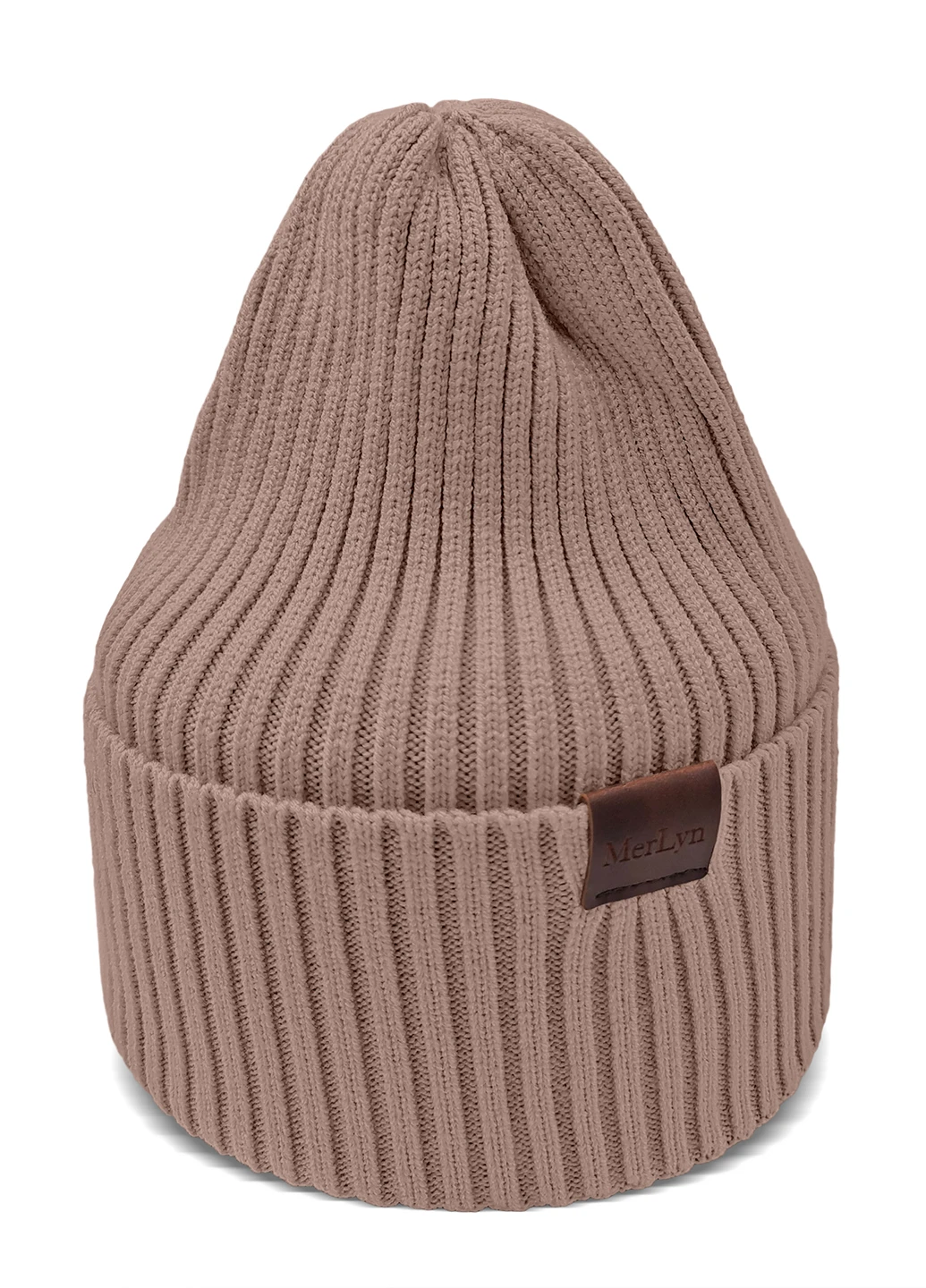 9066 В'язана шапка "Леслі" Темний беж 293 р.54-56 Anmerino (264300443)