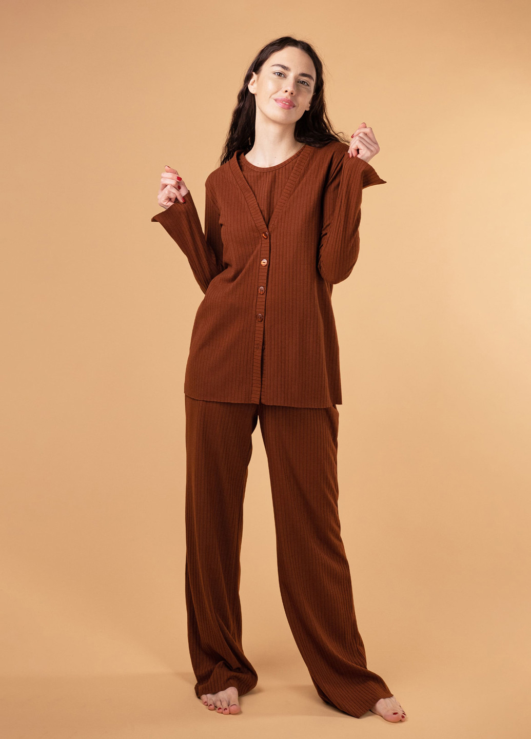 Коричневый демисезонный кардиган Brabrabra