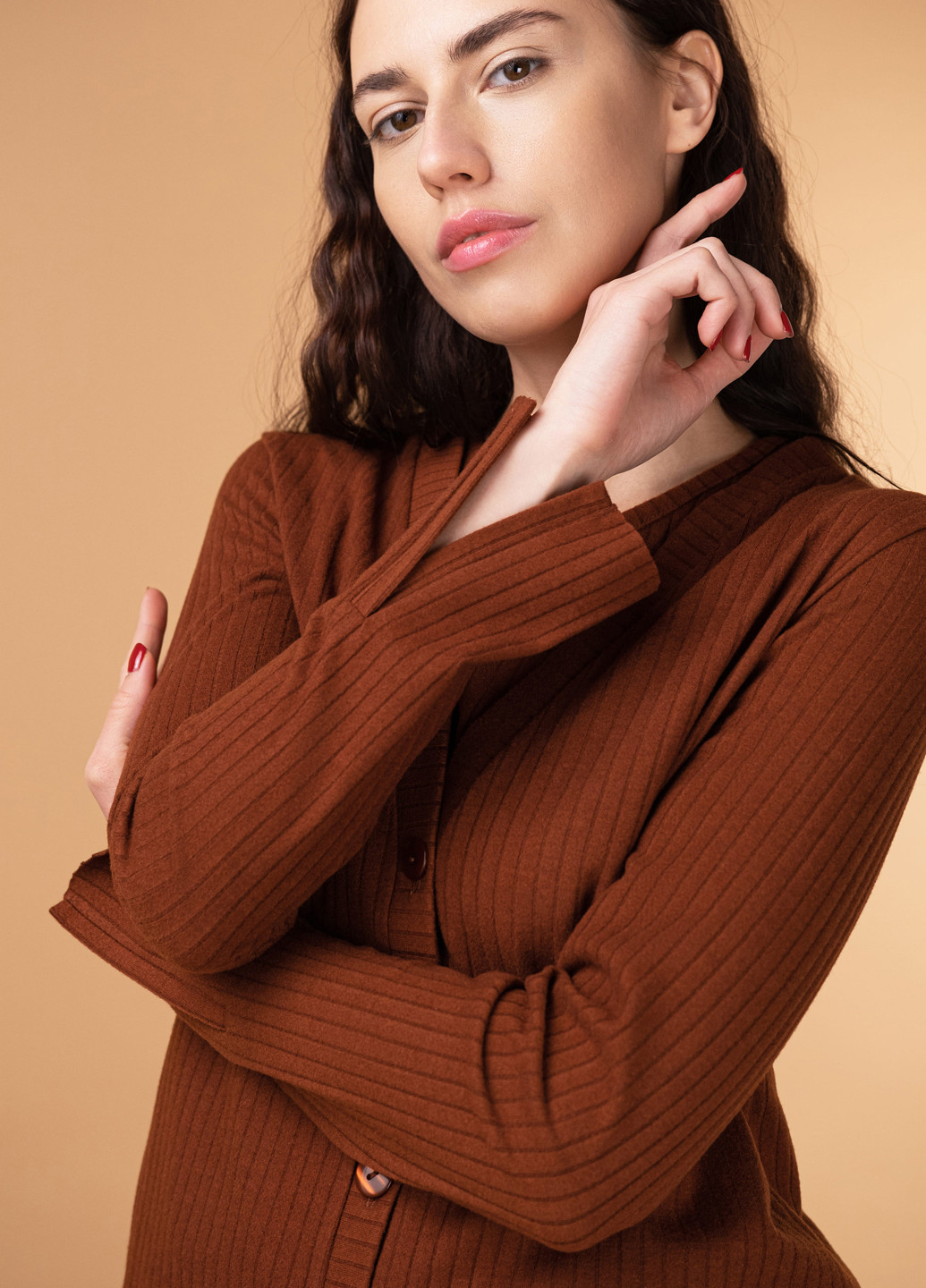 Коричневый демисезонный кардиган Brabrabra