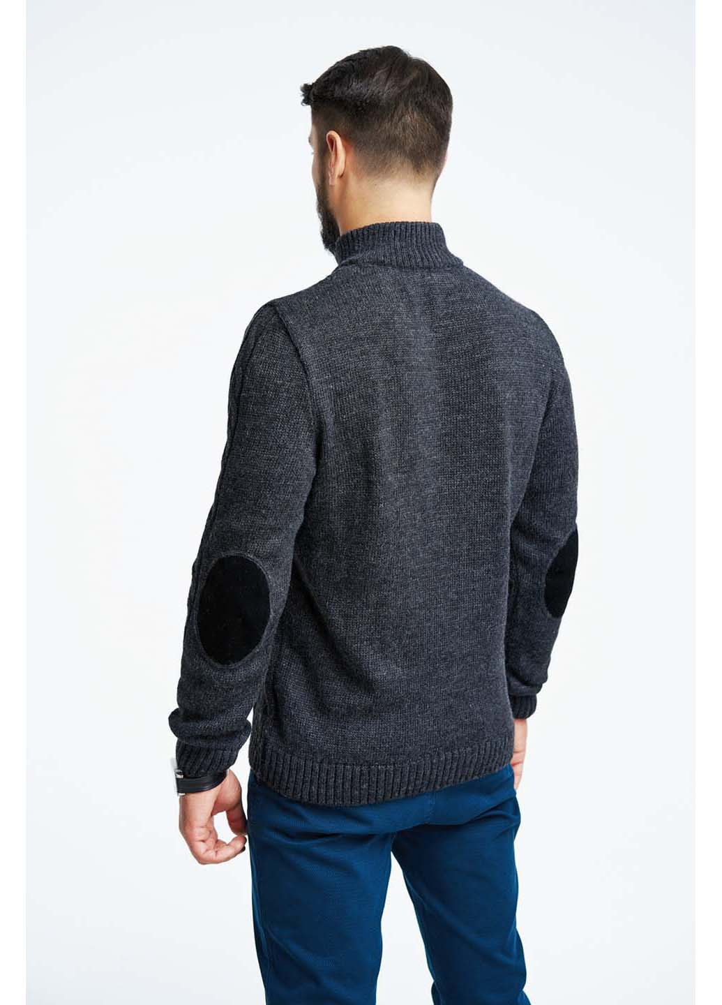 Темно-серый демисезонный теплый свитер с молнией SVTR