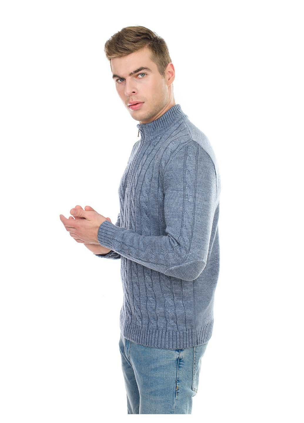 Синий демисезонный теплый свитер с молнией SVTR
