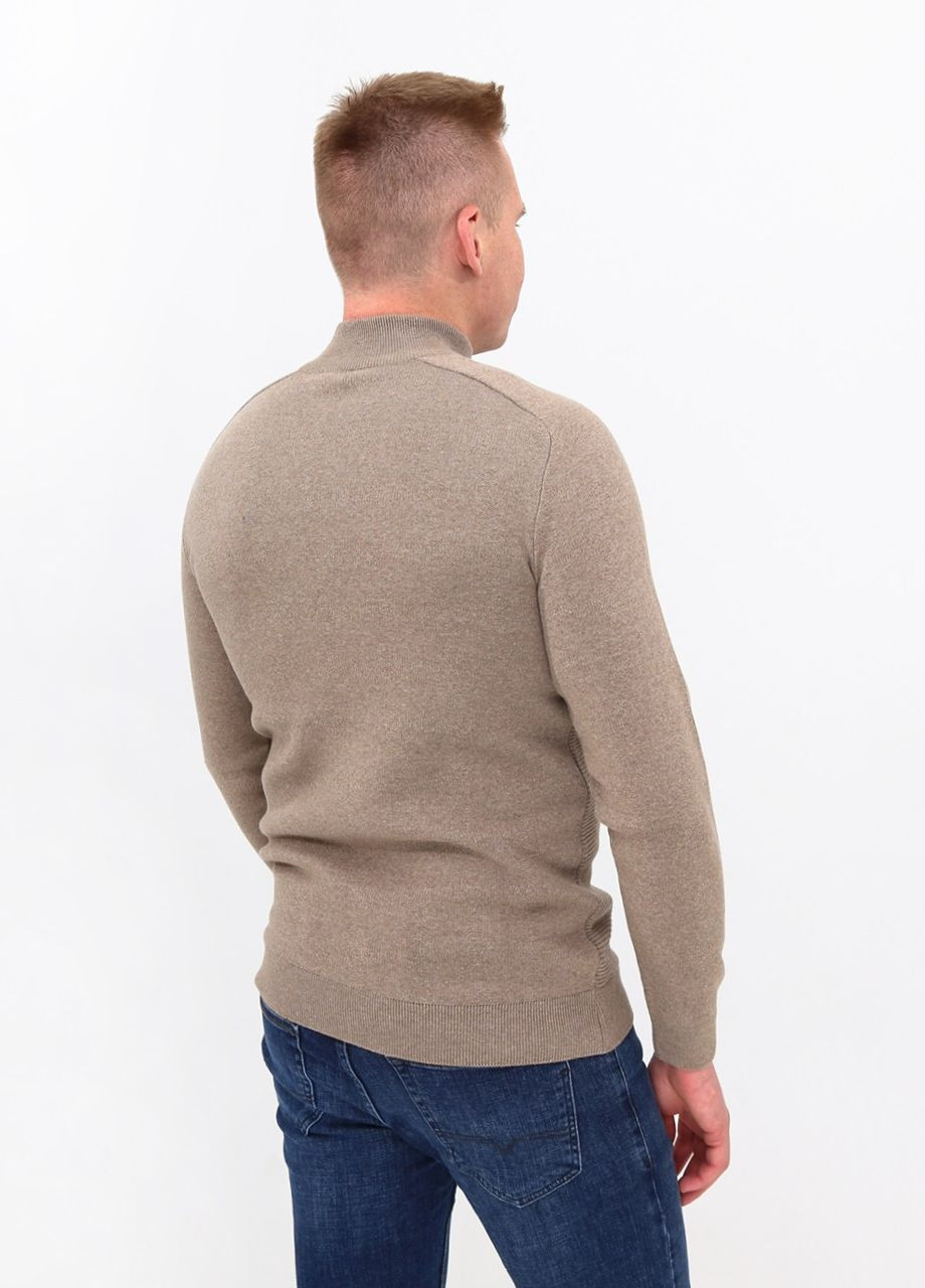 Бежевий зимовий светр чоловічий бежевий прямий з горлом на блискавці JEANSclub Пряма