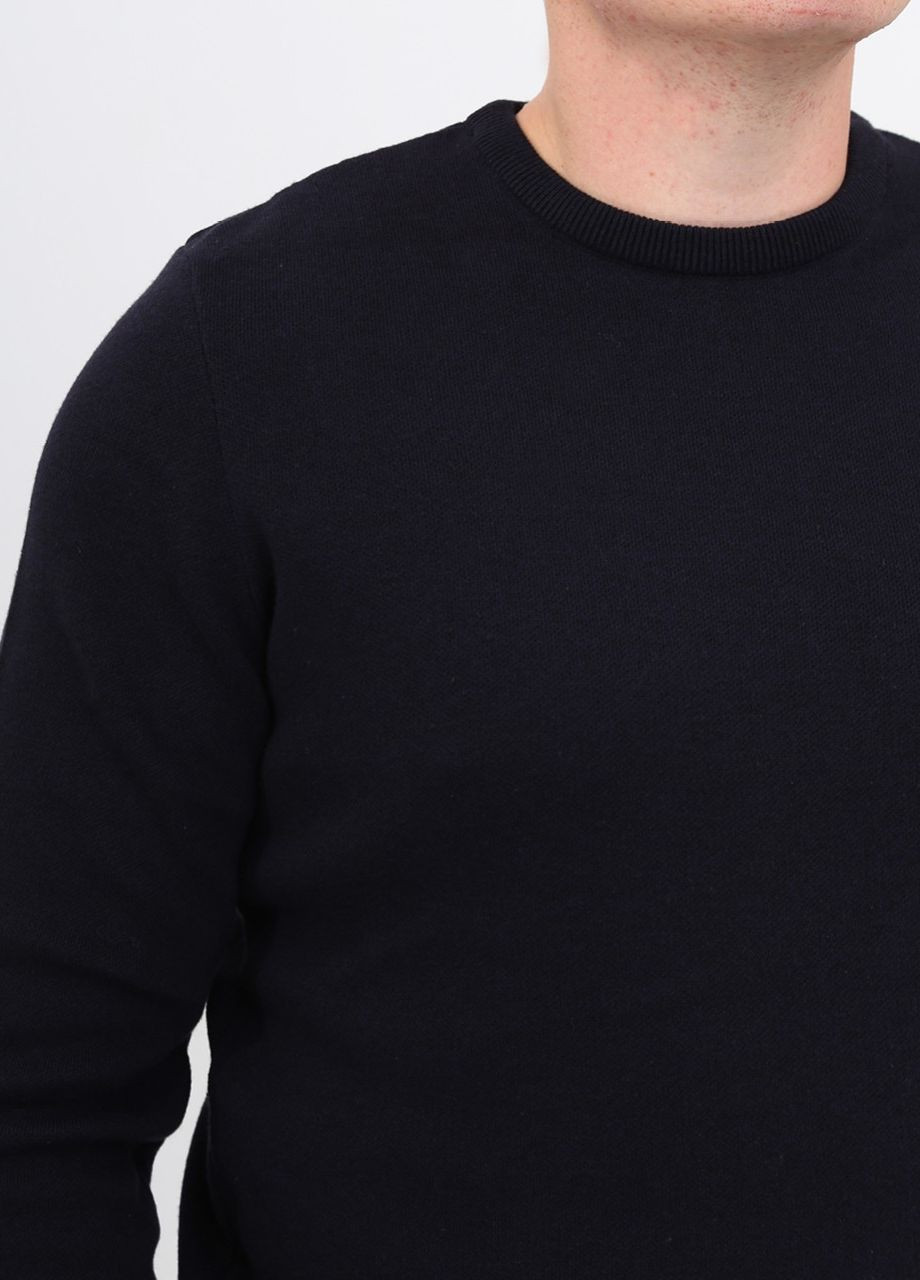 Темно-синій зимовий светр чоловічий темно-синій однотонний тонкий JEANSclub Пряма