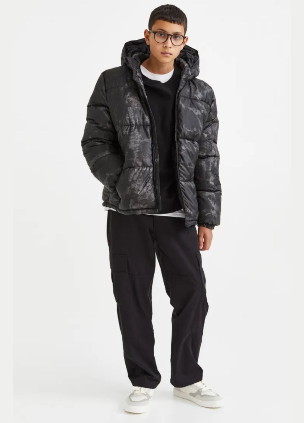 Комбинированная зимняя куртка зимняя детская водонепроницаемая со светоотражающими элементами, 164-176 см, 14-16 г H&M