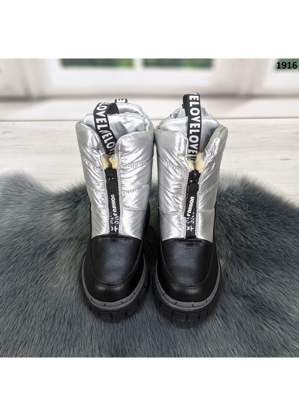Серебряные повседневные зимние ботинки зимние детские для девочки Канарейка