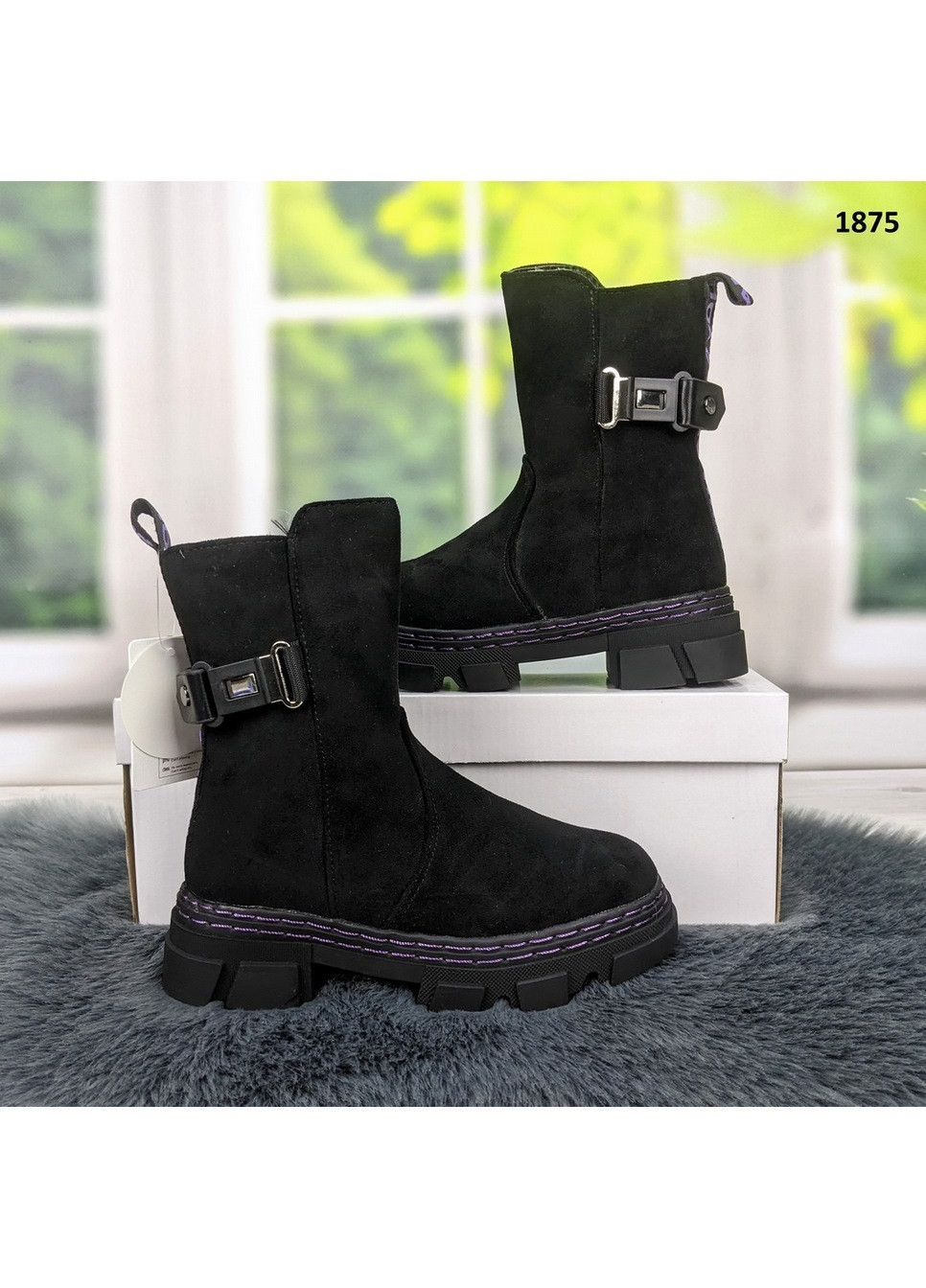 Черные повседневные зимние ботинки зимние детские для девочки Kimboo