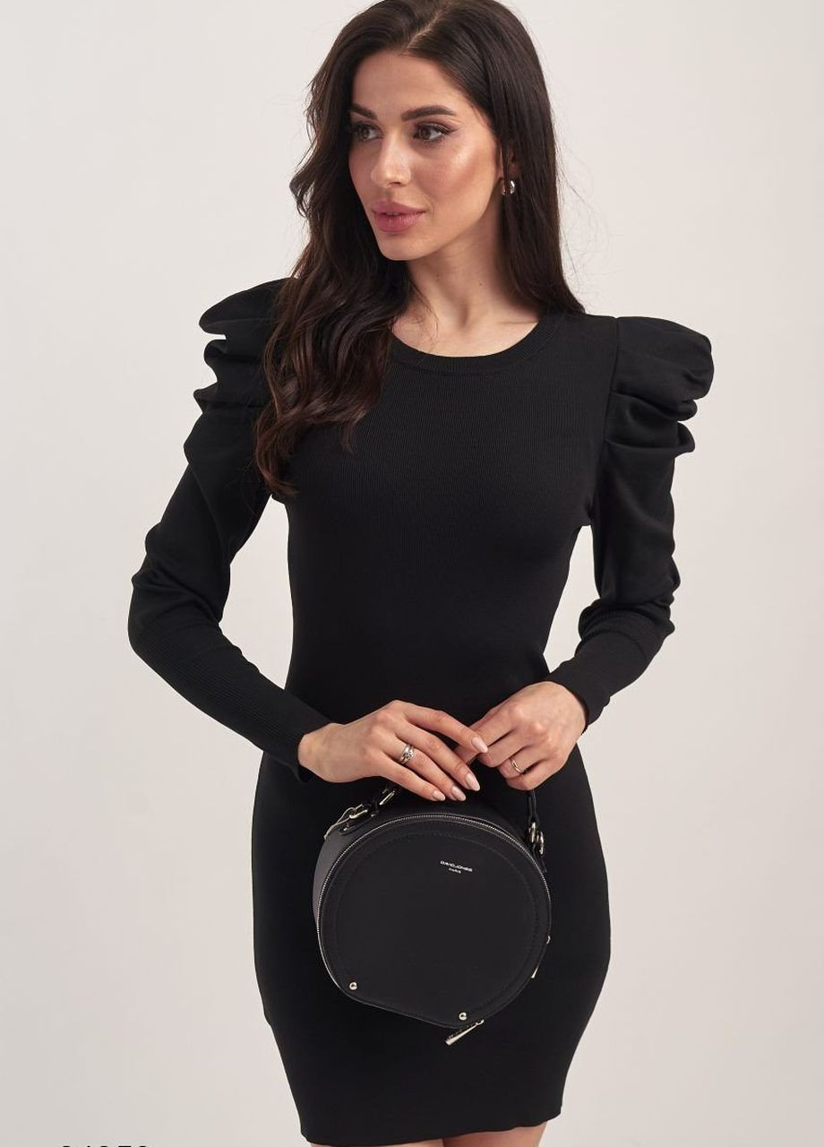 Черное повседневный платье мини с пышными рукавами Liton