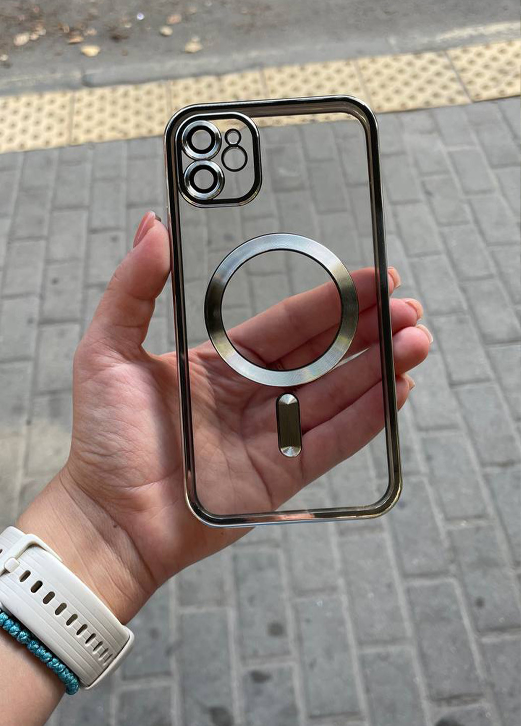 Чехол для iPhone 12 Shining with MagSafe защита камеры Silver No Brand (264478038)