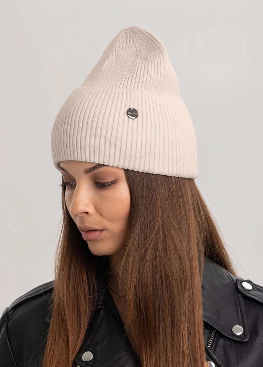 9057 В’язана шапка "Мілена" Крем 066 56-58р Anmerino (264389663)