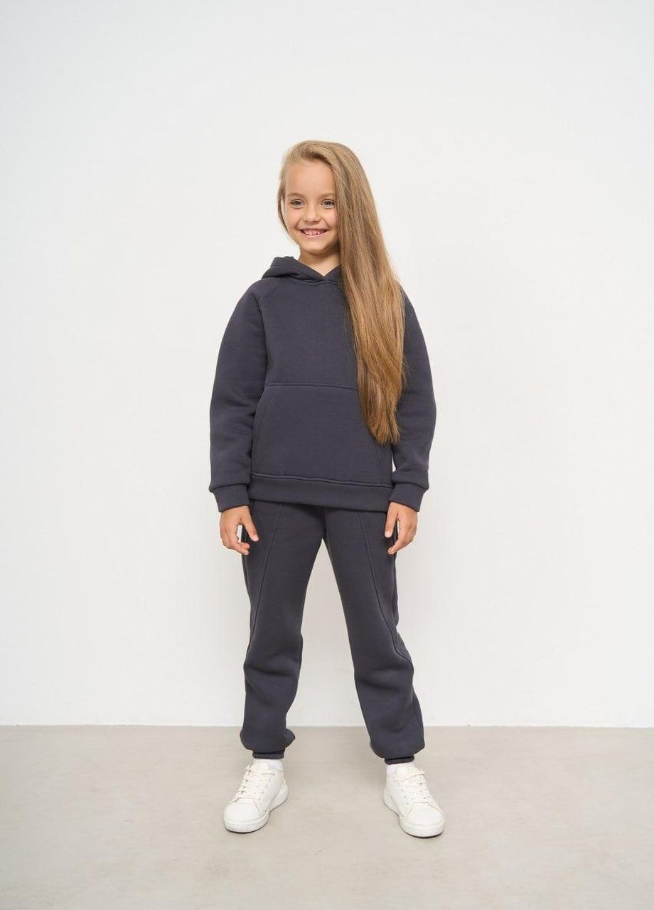 Теплий спортивний костюм дитячий на флісі для хлопчика/дівчики 116-158 кофта+штани графітовий No Brand (264650005)