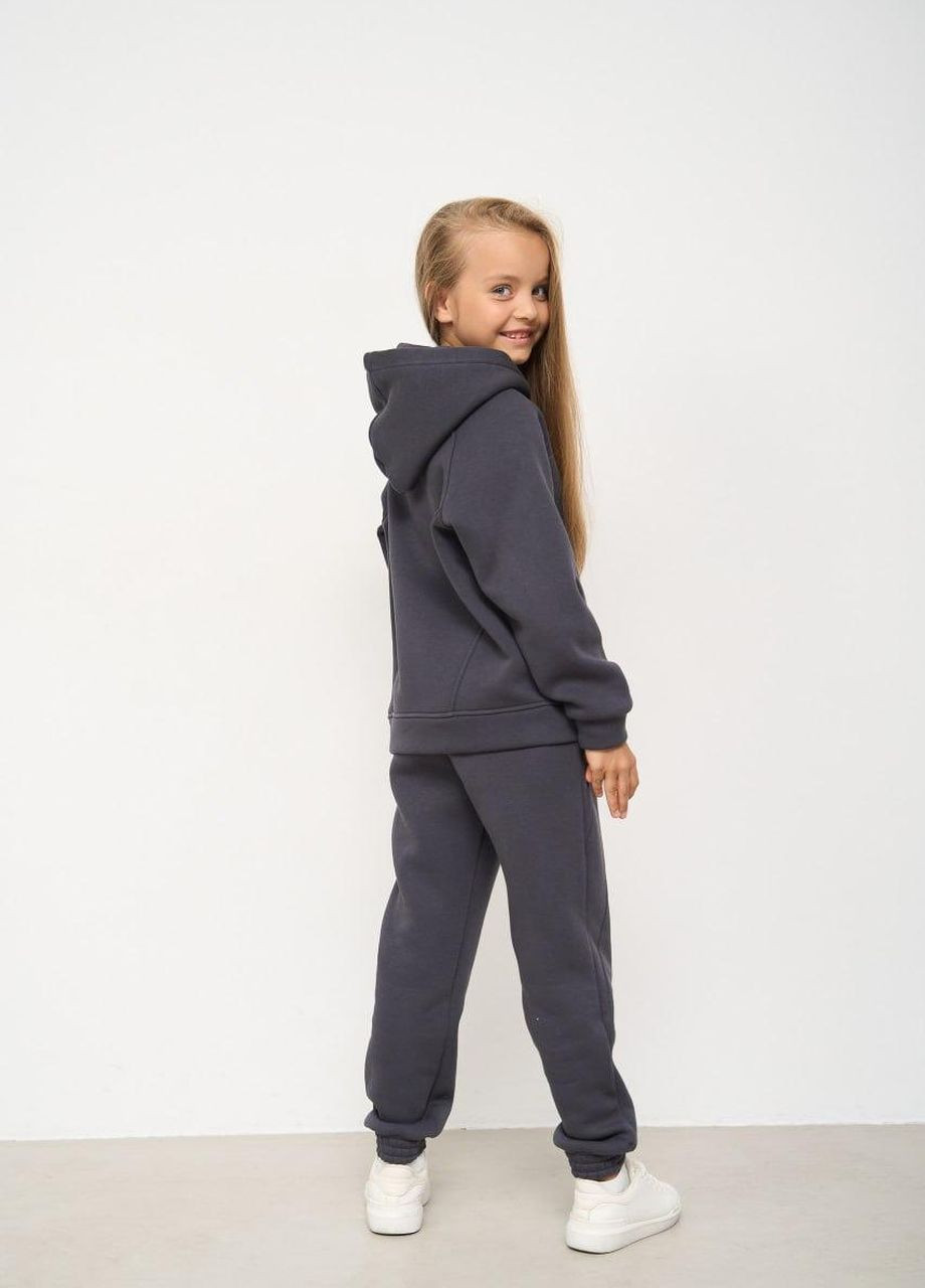 Теплый спортивный костюм детский на флисе для мальчика/девочки 116-158 кофта+брюки графитовый No Brand (264650005)