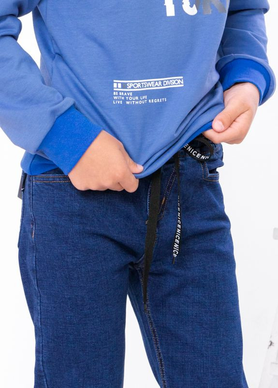 Синие демисезонные джинсы для мальчика на резинке No Brand