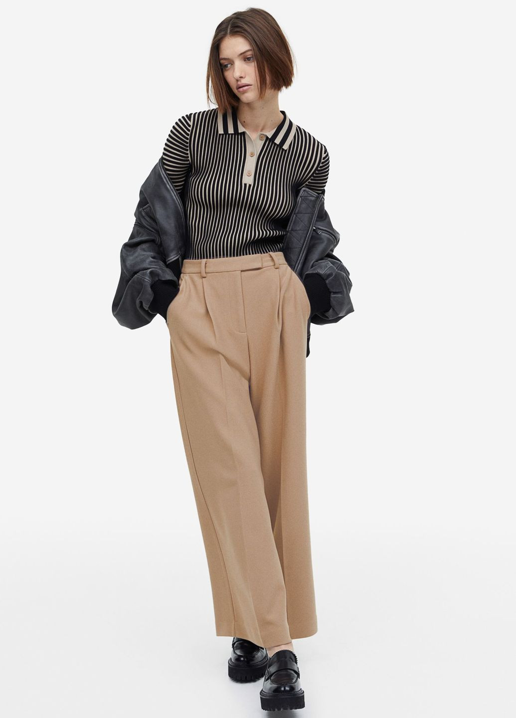 Темно-бежевые повседневный демисезонные брюки H&M