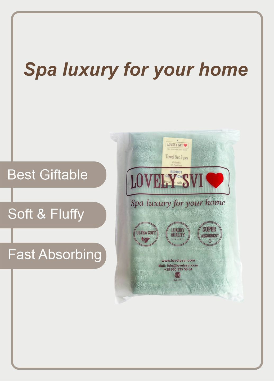 Lovely Svi набор полотенец hotel & spa - комплект банных полотенец 3 шт: 70 на 140 см, 34 на 72 см, 33 на 33 см оливковый однотонный оливковый производство - Китай
