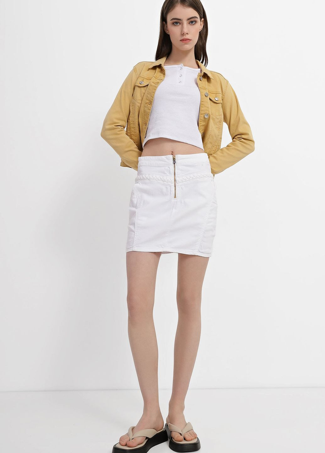 Белая кэжуал однотонная женская юбка Denim