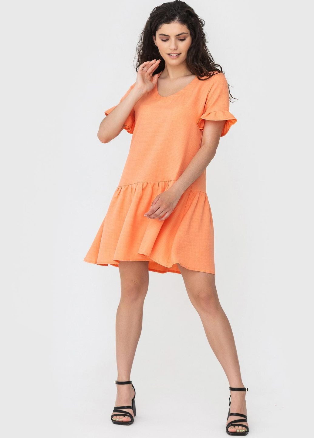 Оранжевое кэжуал платье casu Garne однотонное