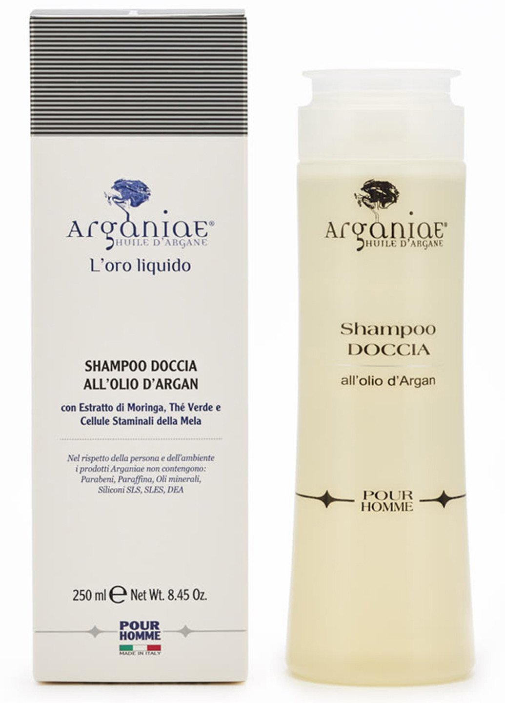 Живильний Шампунь-Гель для Волосся та Тіла Pour Homme Зволожуючий для Чоловіків 250мл 0478 Arganiae (264831760)