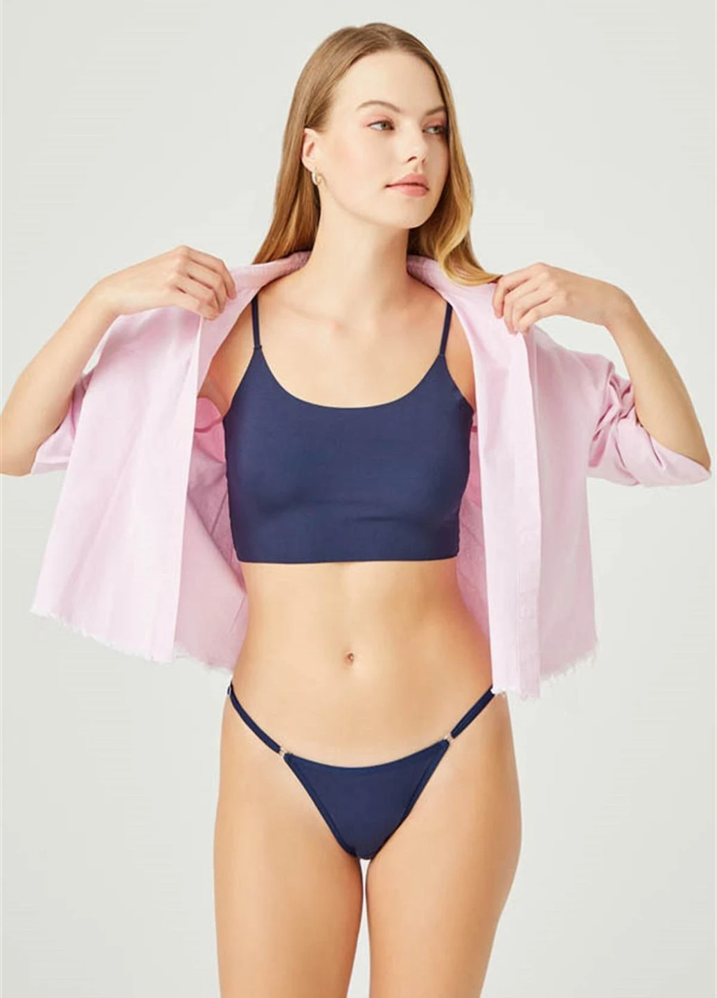 Бавовняні трусики стрінги Cottonhill CH6107 navy blue (264738228)