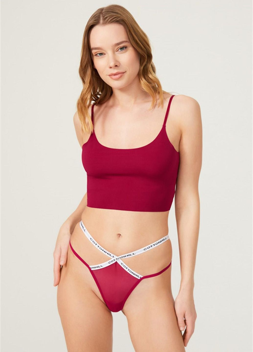 Трусики стрінги із мікросітки Cottonhill CH6071 cherry (264738234)