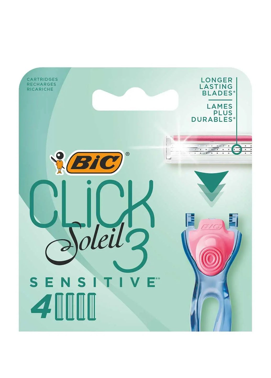 Сменные картриджи Miss Soleil Click Sensitive для бритья женские 4 шт Bic (264668478)