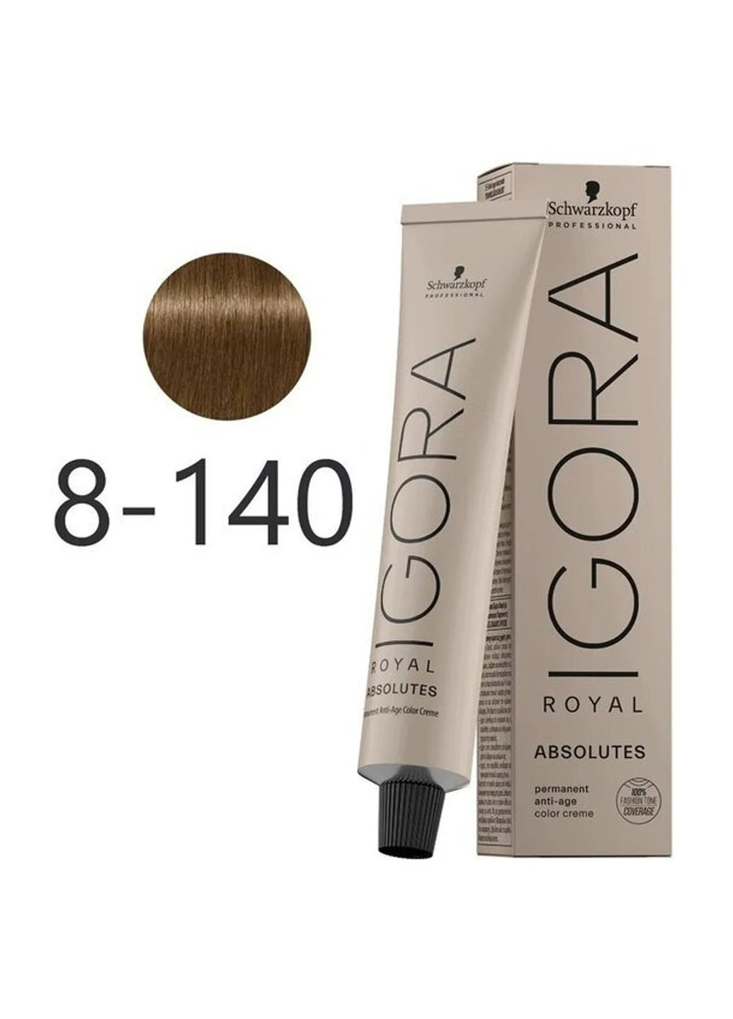 Крем-фарба для сивого волосся Igora Royal Absolutes 8-140 світло-русявий сандре бежевий 60 мл Schwarzkopf (264668554)