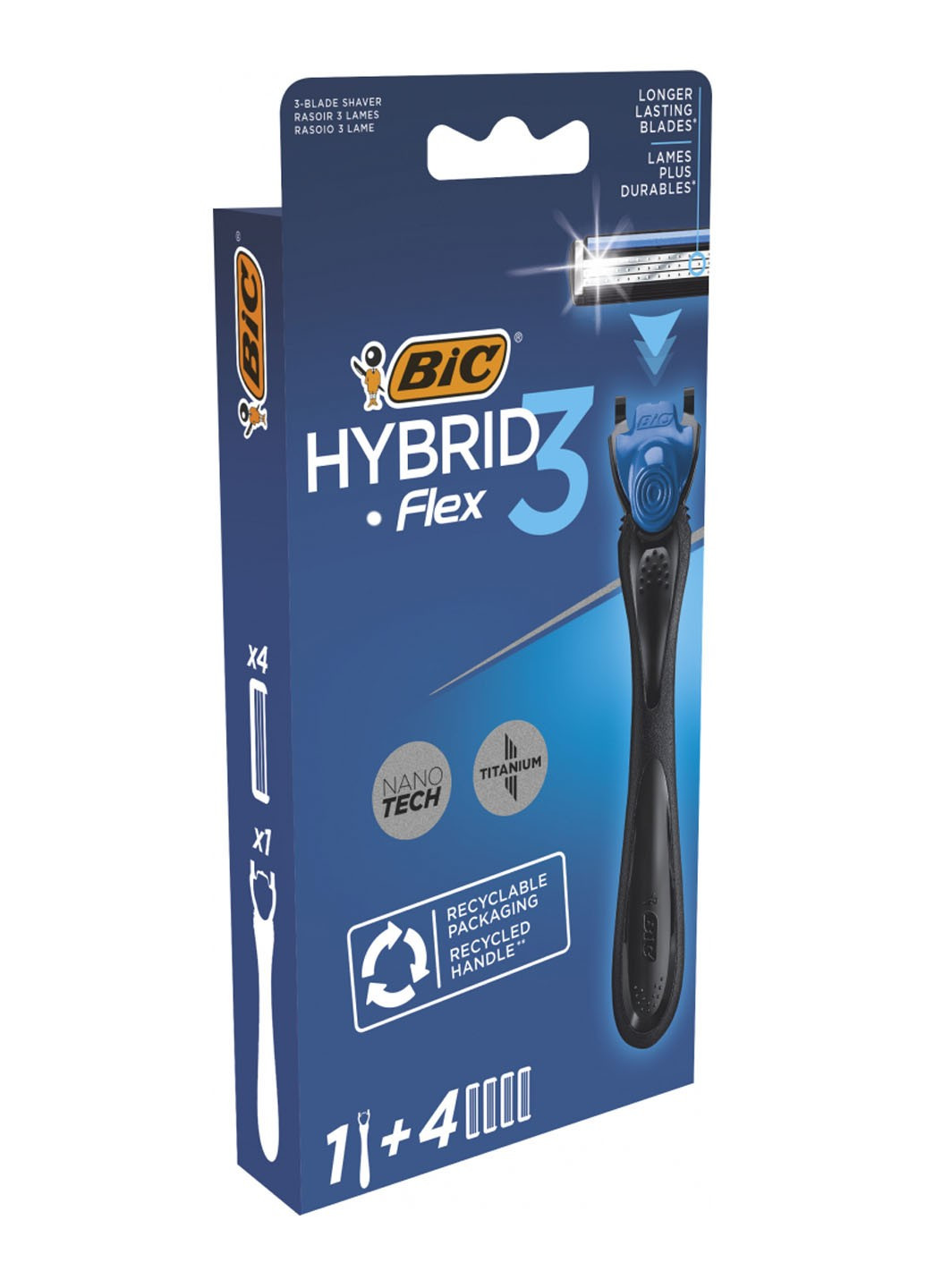 Станок для гоління чоловічий Flex 3 Hibrid з 4 змінними картриджами Bic (264668470)