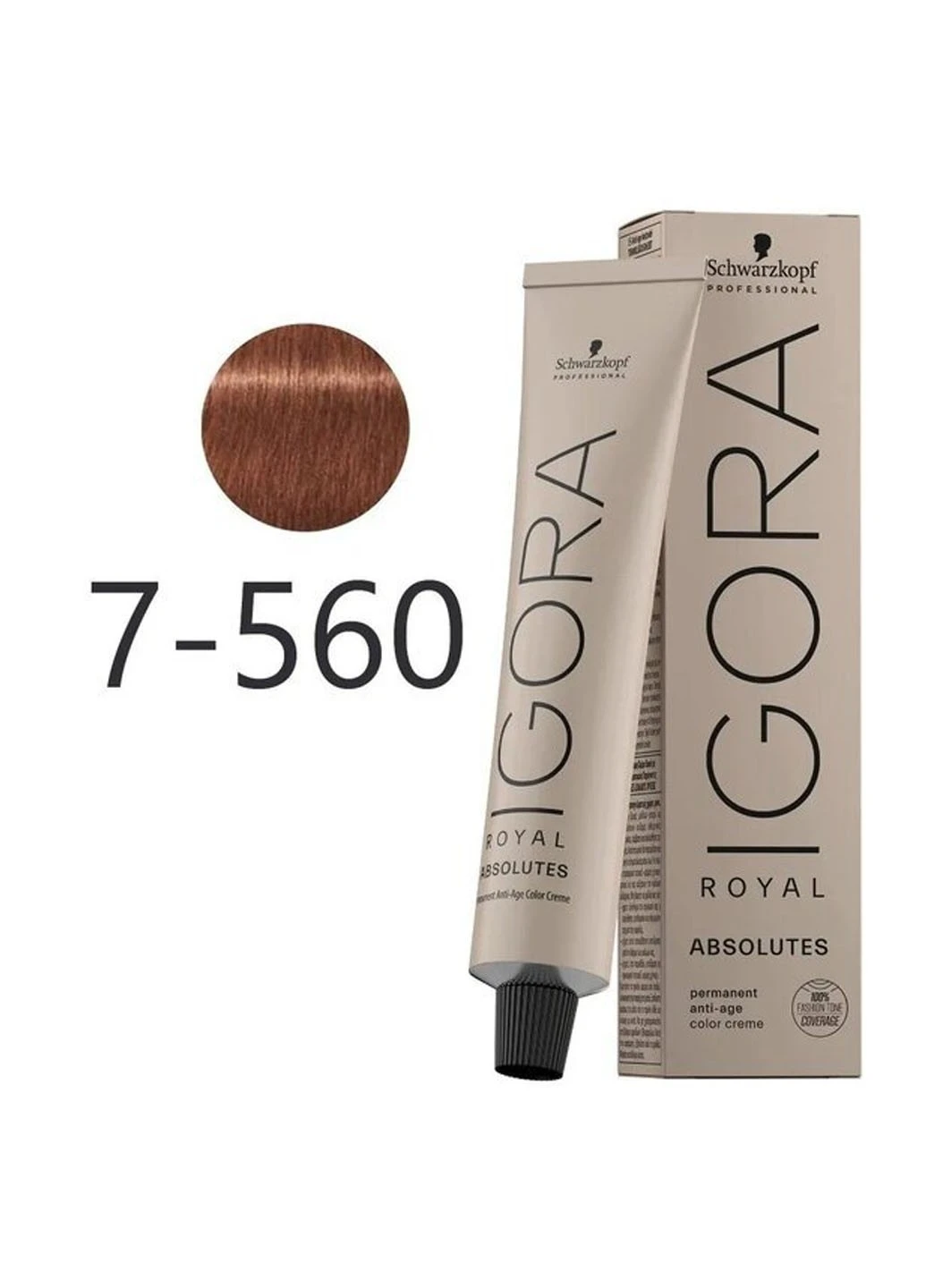 Крем-фарба для сивого волосся Igora Royal Absolutes 7-560 середньо-русявий золотисто-шоколадний 60 мл Schwarzkopf (264668566)