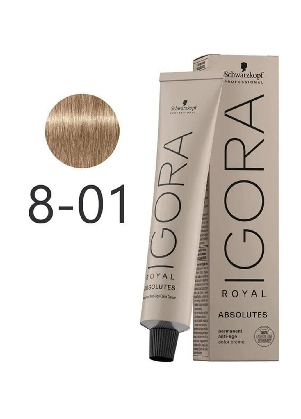 Крем-фарба для сивого волосся Igora Royal Absolutes 8-01 світло-русявий натуральний сандре 60 мл Schwarzkopf (264668579)
