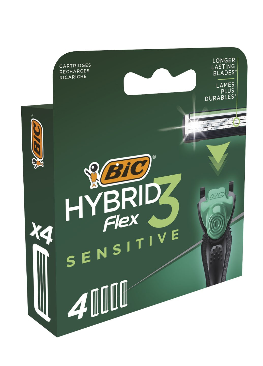 Змінні картриджі для гоління (леза) чоловічі Flex 3 Hybrid Sensitive (4 шт) Bic (264668477)